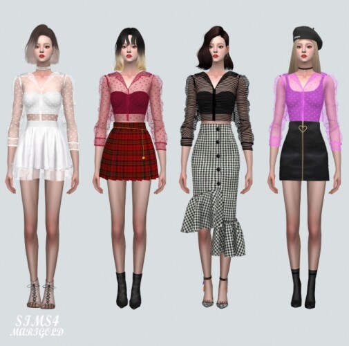 V See-Through Crop Shirts at Marigold » Sims 4 Updates