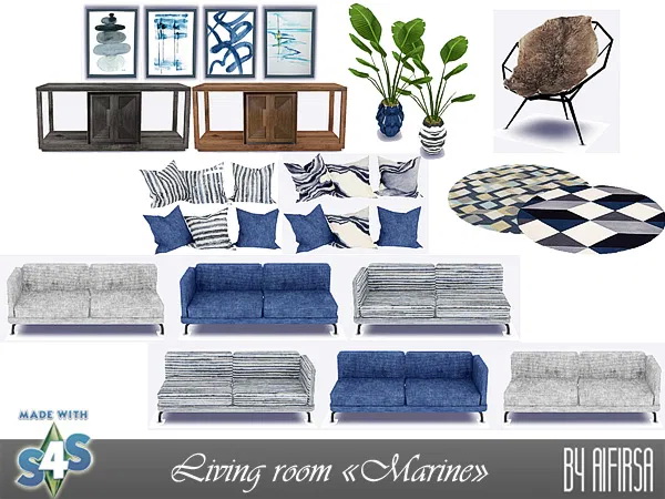 Sims 4 Marine living room at Aifirsa