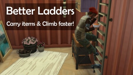 Better Ladders Carry items & Climb faster by Arckange at Mod The Sims