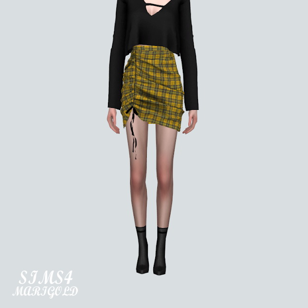 Sims 4 E Shirring Mini Skirt Pattern V at Marigold
