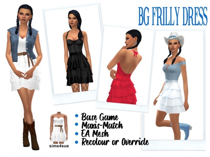 Sims 4 BG FRILLY DRESS at Sims4Sue