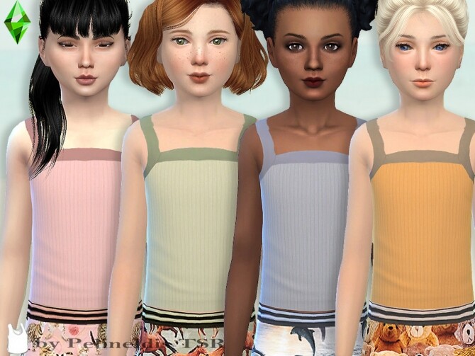 Sims 4 Girls Skirt and Tank Set by Pelineldis at TSR