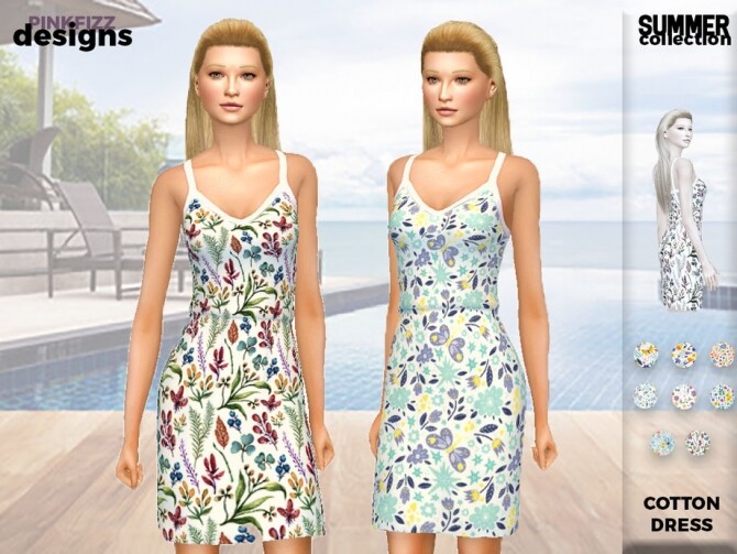 Sims 4 Summer Cotton Dress PF140 by Pinkfizzzzz at TSR