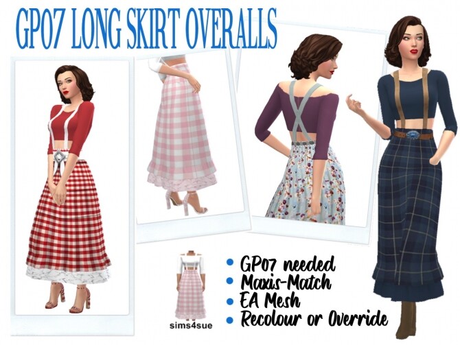 Sims 4 GP07 LONG SKIRT OVERALL at Sims4Sue