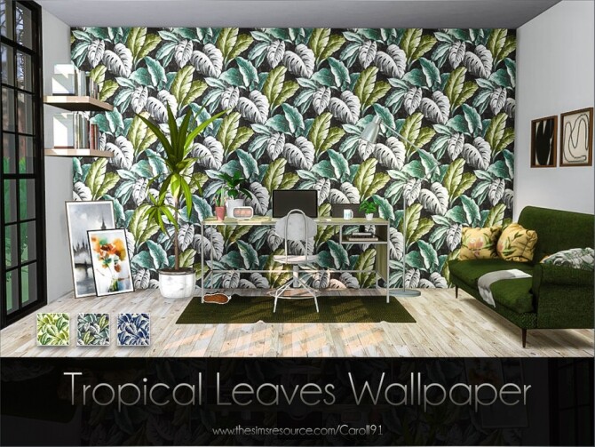 Sims 4 Tropical Leaves Wallpaper by Caroll91 at TSR