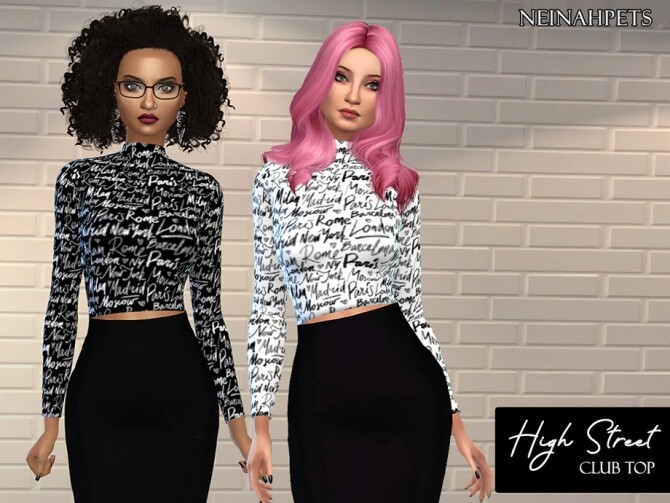 Sims 4 High Street Club Top by neinahpets at TSR