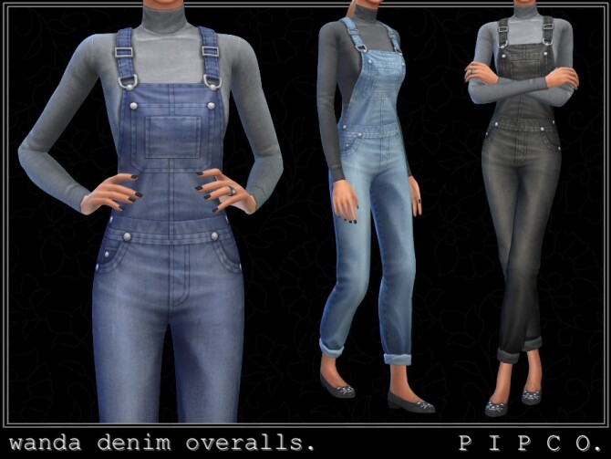 Sims 4 Wanda denim overalls by Pipco at TSR