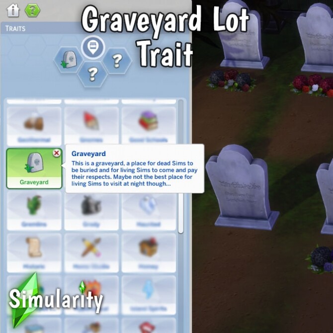 Sims 4 Graveyard Lot Trait by Simularity at Mod The Sims