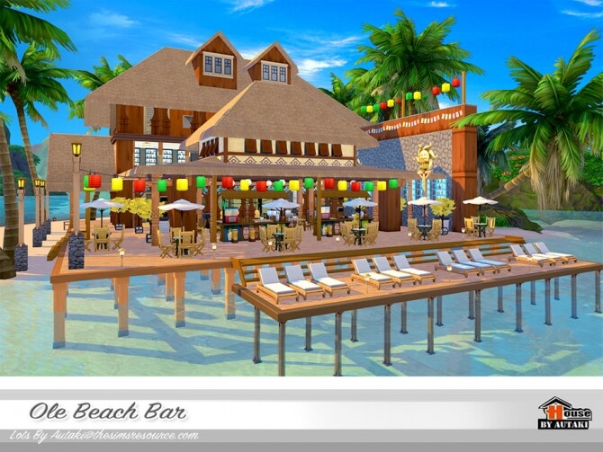 Sims 4 Ole Beach Bar NoCC by autaki at TSR