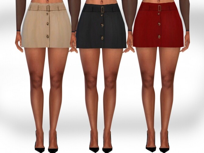 Sims 4 Cotton Mini Button Skirts by Saliwa at TSR