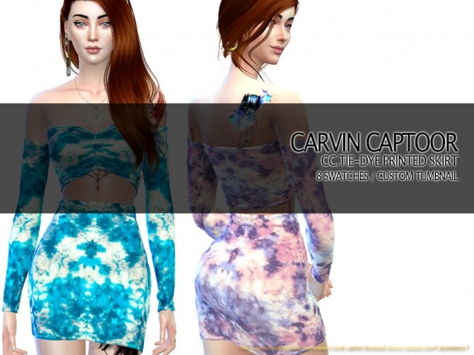 Sims 4 Tie dye printed skirt by carvin captoor at TSR