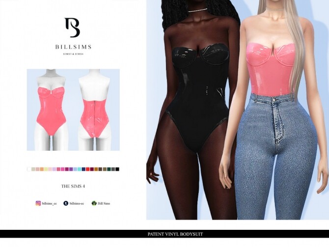 Sims 4 Patent Vinyl Bodysuit by Bill Sims at TSR
