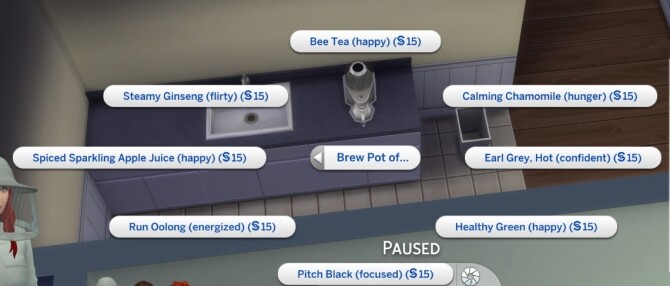 Sims 4 Moods now listed next to the Tea by plzsaysike at Mod The Sims