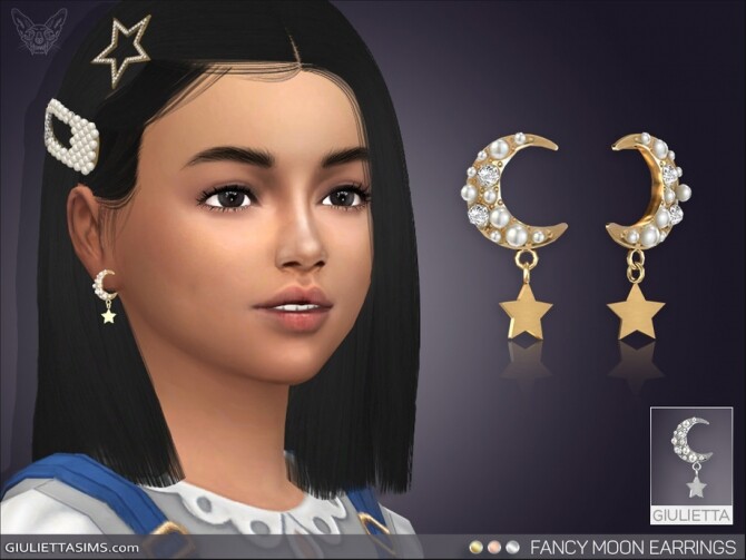 Sims 4 Fancy Moon Earrings For Kids by feyona at TSR