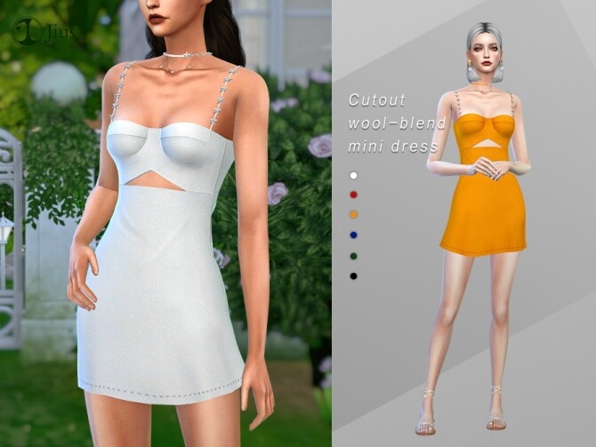 Sims 4 Cutout wool blend mini dress by Jius at TSR
