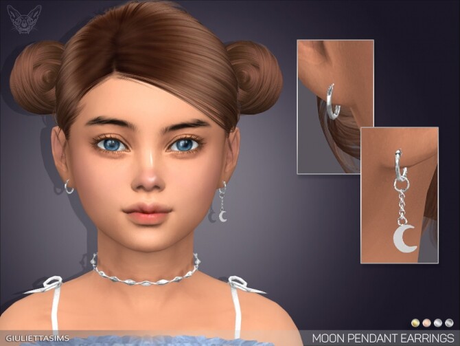 Sims 4 Moon Pendant Earrings For Kids by feyona at TSR