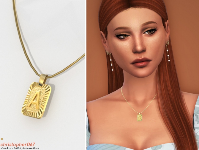 Initial Plate Necklace By Christopher067 At Tsr Sims 4 Updates