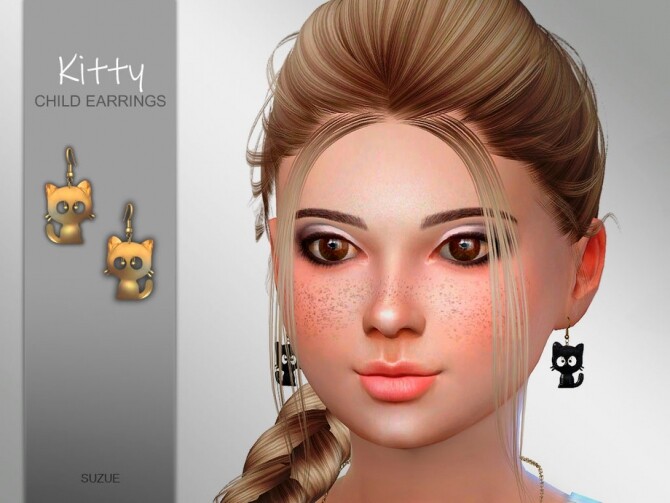 Sims 4 Kitty Child Earrings by Suzue at TSR