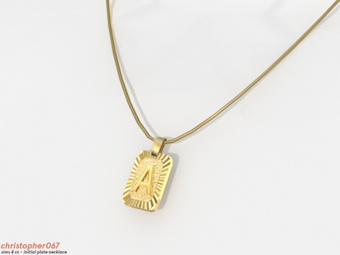 Sims 4 Initial Plate Necklace by Christopher067 at TSR
