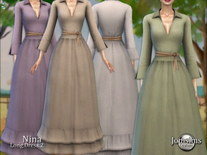 Sims 4 Nina farmer long dress 2 by  jomsims at TSR