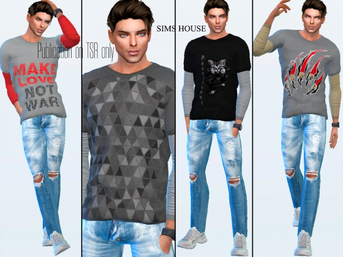 Men's Long Sleeve T-shirt Print by Sims House at TSR » Sims 4 Updates