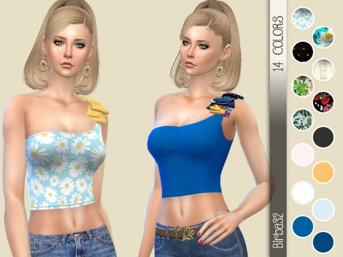 Sims 4 One Shoulder Bow Top by Birba32 at TSR