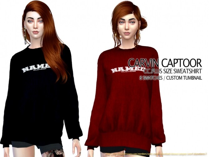 Sims 4 Plus size sweatshirt by carvin captoor at TSR