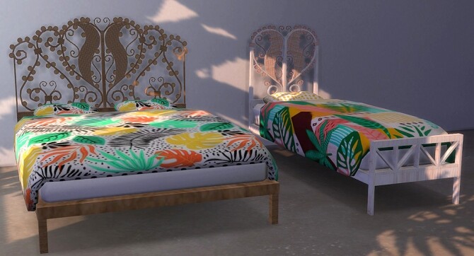 Sims 4 Peacock and rattan bed recolors at Riekus13