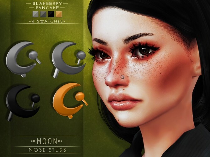 Sims 4 Double Hoop Nose Rings & Moon Nose Studs at Blahberry Pancake