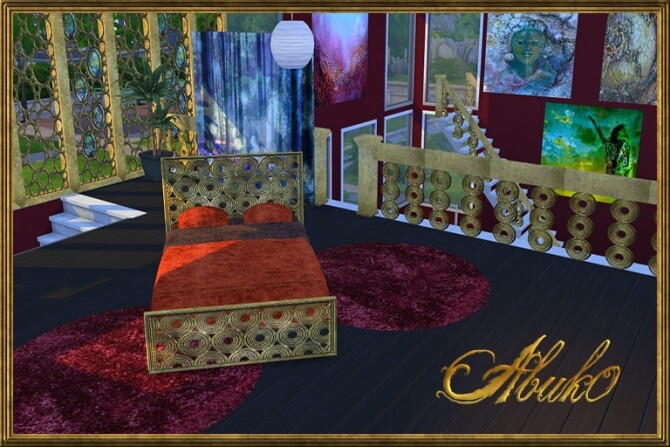 Sims 4 Bulatan: window, fence, railing, bed & paintings at Abuk0 Sims4