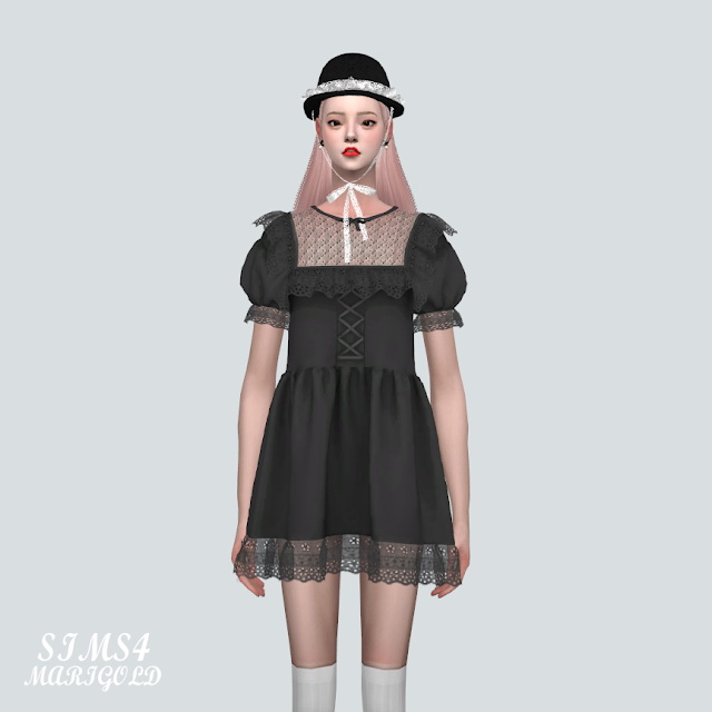 Sims 4 P Lace Mini Dress at Marigold