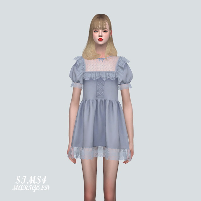 Sims 4 P Lace Mini Dress at Marigold