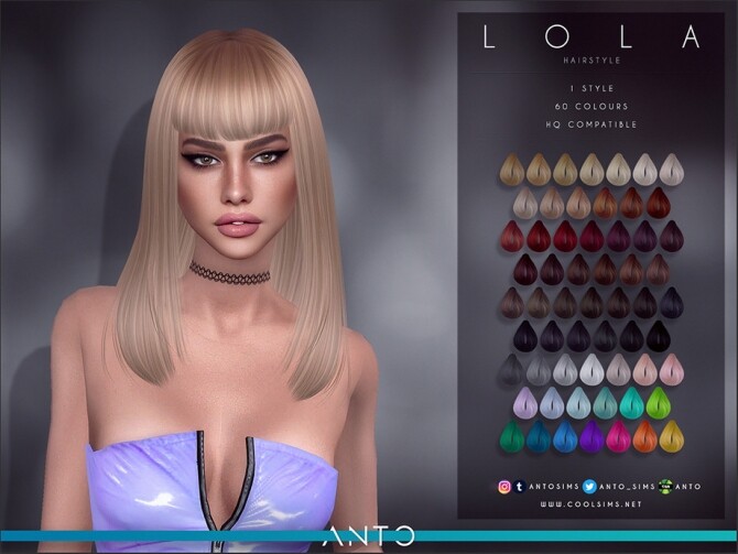 Sims 4 Lola long bob hair by Anto at TSR