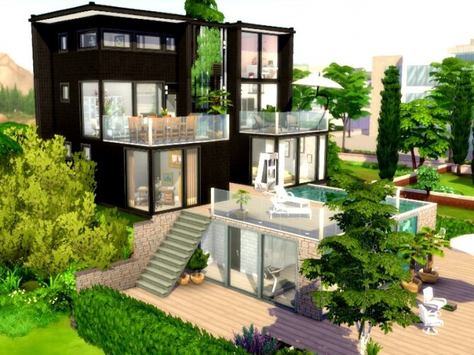 Sims 4 Etna modern big mansion by GenkaiHaretsu at TSR