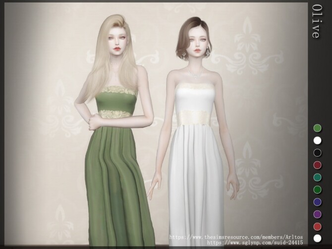 Sims 4 Olive dress by Arltos at TSR