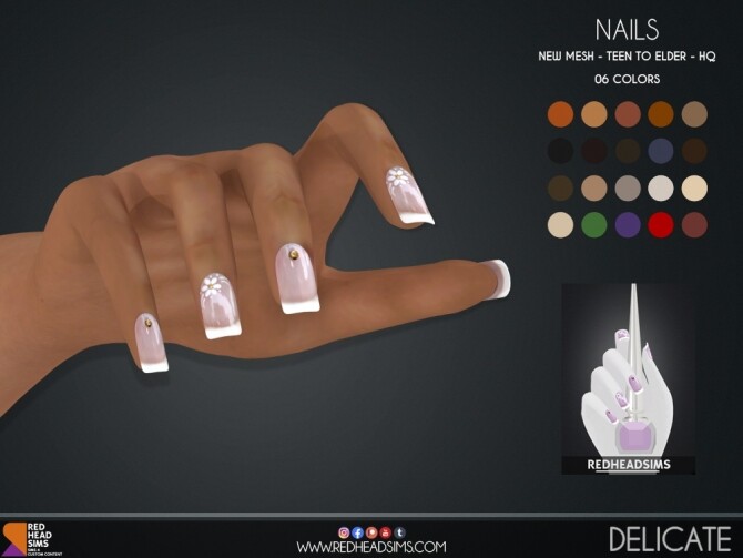 Sims 4 DELICATE NAILS by Thiago Mitchell at REDHEADSIMS