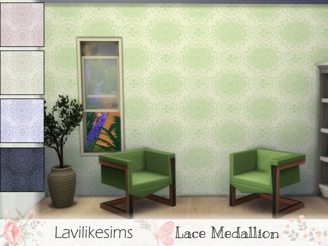 Sims 4 Lace Medallions wallpaper by lavilikesims at TSR