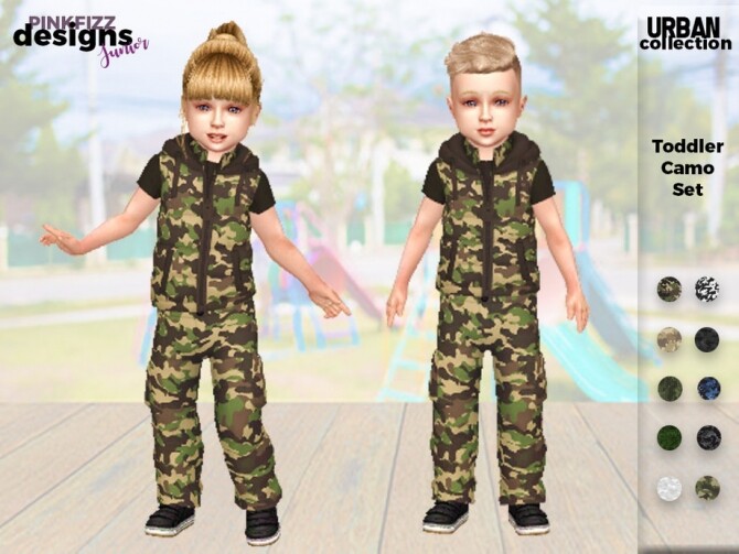 Sims 4 Urban Toddler Camo Set by Pinkfizzzzz at TSR