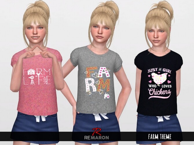 Sims 4 Farm Shirt for Girls Child 01 by remaron at TSR