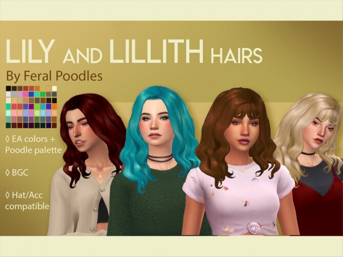 Sims 4 Lily Hair by feralpoodles at TSR