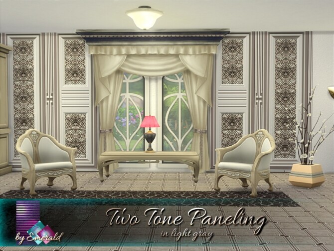 Sims 4 Two Tone Paneling in light gray by emerald at TSR