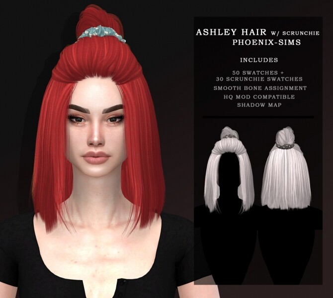 Sims 4 ASHLEY HAIR WITH SCRUNCHIE & BIANCA HAIR at Phoenix Sims