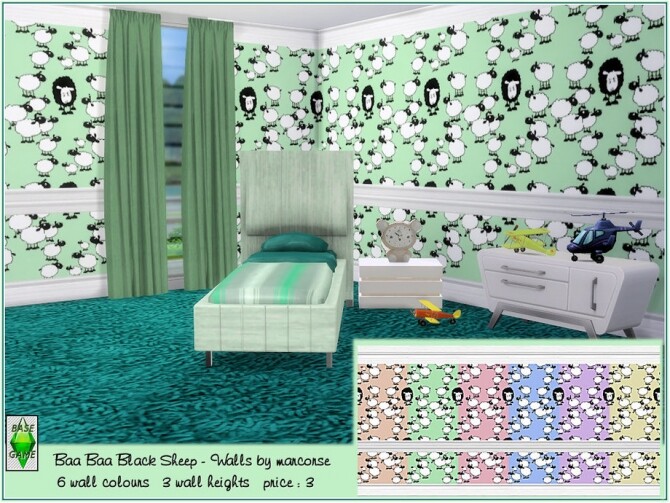 Sims 4 Baa Baa Black Sheep Walls by marcorse at TSR