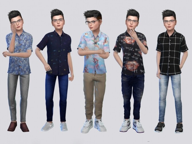 Sims 4 Deni Casual Shirts Kids by McLayneSims at TSR