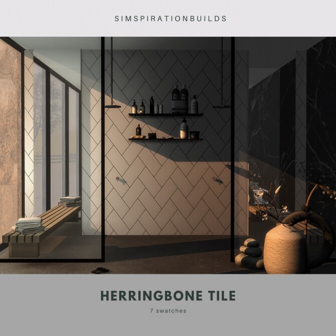 Sims 4 Herringbone tiles at Simspiration Builds