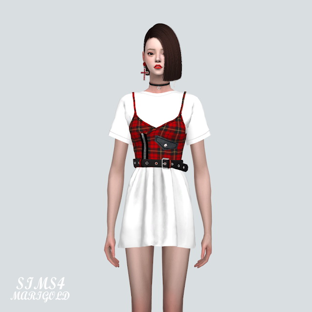 Sims 4 Z Punk Mini Dress With T shirts at Marigold