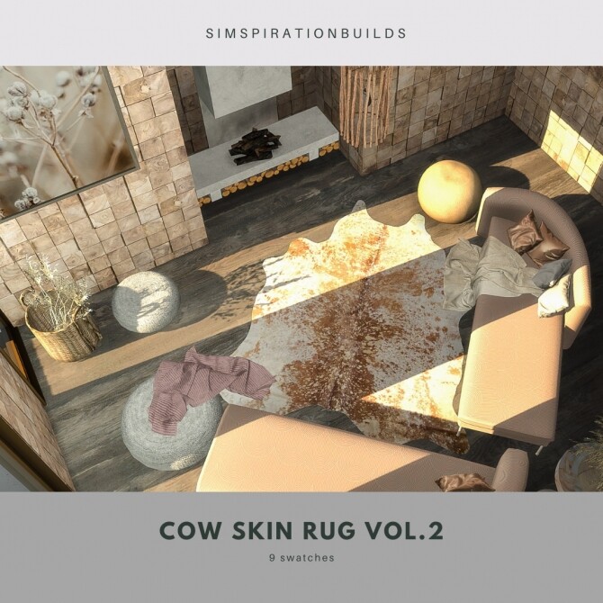 Sims 4 Cow Skin Rug collection volume 2 at Simspiration Builds