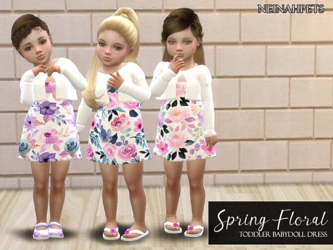 Sims 4 Spring Floral Toddler Babydoll Dress by neinahpets at TSR