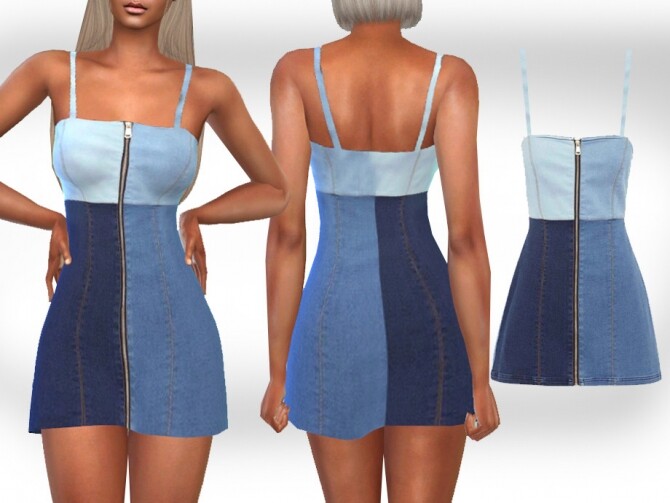 Sims 4 Denim Patch Dress by Saliwa at TSR