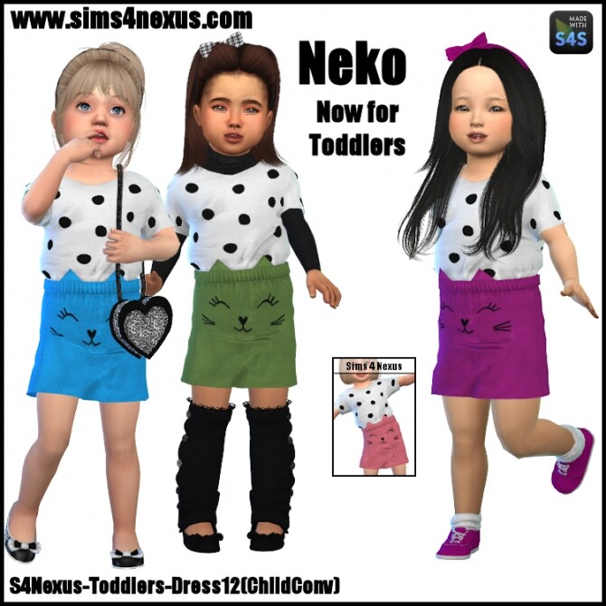 Sims 4 Neko dress for girls by SamanthaGump at Sims 4 Nexus